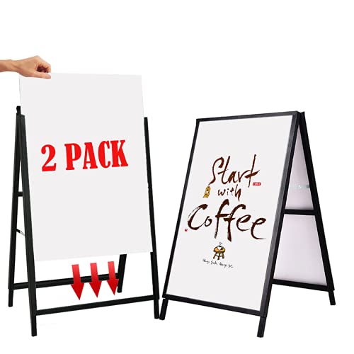 YDisplay A Frame Sign Heavy Duty Sidewalk Sign for Poster Board 24x 36 inches Double-Sided Sandwich Sign,Including 2 Anti-Glare Covers & Corrugated Boards for Indoor Outdoor,Black