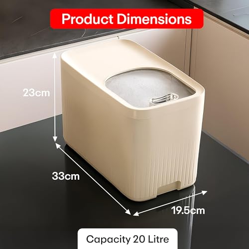 Image of Rioware Rice Storage Container 10Kg Kitchen Dispenser Set Containers | Airtight Moisture Proof Plastic Grain Dispensers | Rotating Daal Store Box For Pulses Dal, Cereals & Pet Food Ricelux