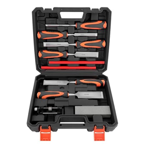 Mxxephemer Wood Chisel Set 10 Pieces Woodworking Chisels 6 to 38mm Firmer Chisel Set Woodworking Hand Tools Mortise Chisel Set (10pc Set)