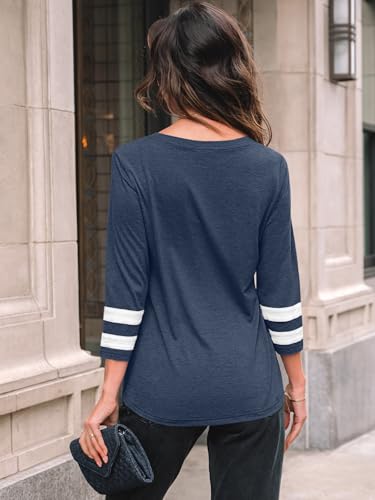 AUTOMET Womens Spring Tops 3/4 Length Long Sleeve Shirts Business Casual Dressy Tunic Tops Trendy Outfits 20254