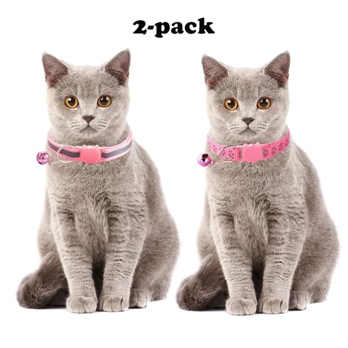 Collar de gato seguro contra tirones reflectante ajustable Brerk Away pack de 2 amarillo 3