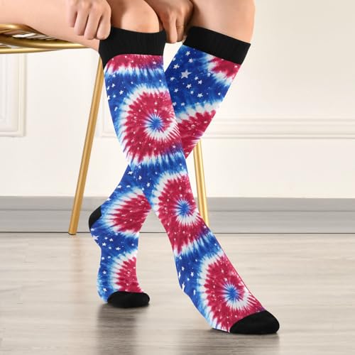 Image of Wusikd Blue Yellow Monster Trucks Compression Socks for Women and Men Circulation Long Socks for Athletic Running 1