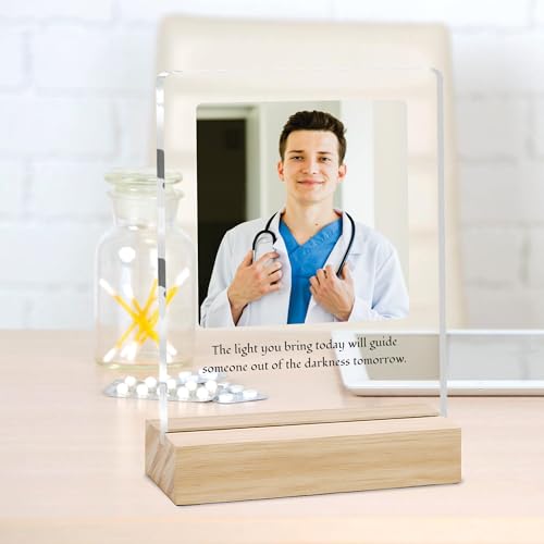 Image of Giftplease Best Doctor Photo Plaque with Wooden Stand | Personalised Gift for Doctors | Thank You Gift for Medical Professionals | Home Office Table Decor |Appreciation Frame for Doctor DCT 06