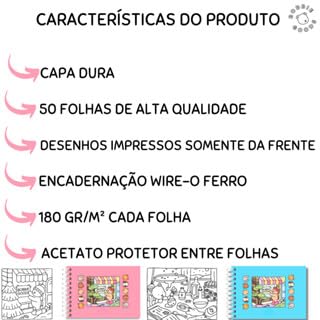 Kit Completo de Colorir Livro Capa Dura 50 Páginas + Canetinhas Ponta Dupla e Marca Texto com até 12
