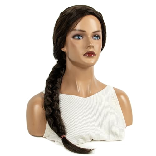 Image of H&Bwig Long Brown Braided Wig for Women Synthetic Hair with Glasses Halloween Costume Wig Heat Resistant Fiber Wigs for Party Daily Use
