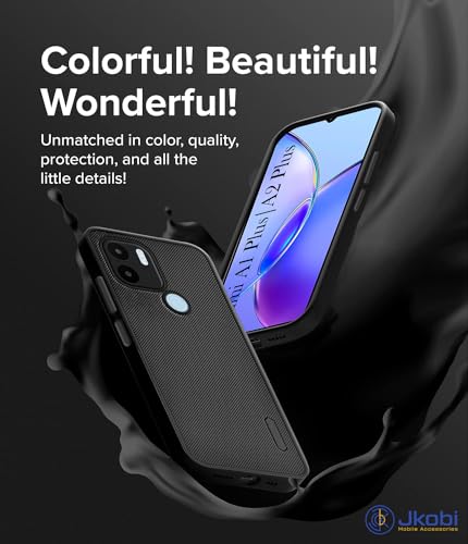 Image of Jkobi Back Cover Case for Xiaomi Redmi A1 Plus | A2 Plus (Textured Grip Design | Camera Protection | Slim and Light Weight | Soft Touch and Feel | Black)