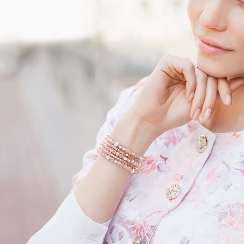 Image of MOFREE Beaded Bracelet Compatible for Apple Watch Band 38mm /40mm /41mm /42mm(Series 10) Women,Fashion Handmade Beads Elastic Stretch Strap for iWatch Series 10 /9 /8 /7 /SE /6 /5 /4 /3 /2 /5