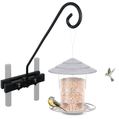 NEECONG Deck Hook Rail Suitable for Hanging Flower Baskets Wind Chimes Planters Bird Feeders Lights, Heavy Duty Fence Deck Hook Rail Holds up to 15lbs with Ease Note: Pole Length: 16.5 inches