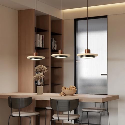 Lampe suspendue LED wabi-sabi en travertin jaune lustre 3 branches