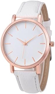 Bovake Mode Uhren Leder Edelstahl Männer Frauen Stahl Analog Quartz Armbanduhr (Weiß)