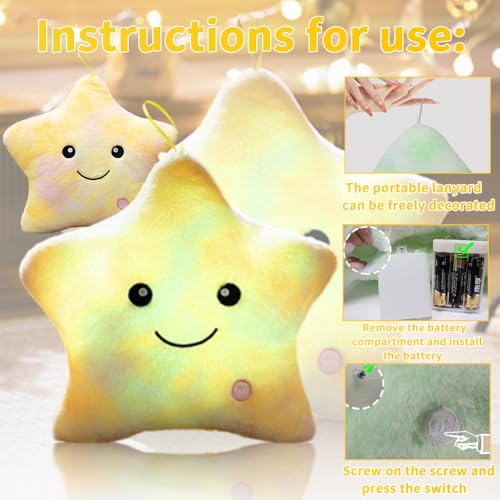 Shengou Weihnachten Kissen Stern LED, kuschelkissen LED,Kissen Deko, Leuchtendes Sternenkissen, Sternkissen Flauschiges, für Weihnachten,Geburtstag,Schlafzimmer Deko