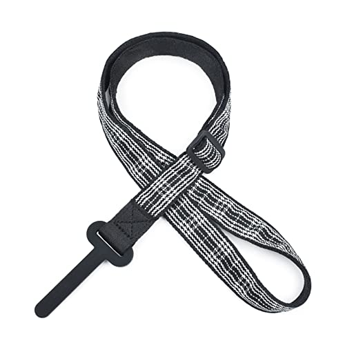 Image of CLOUDMUSIC Ukulele Strap Clip On No Drill J Hook For Soprano Concert Tenor Baritone With Hawaiian Colorful Floral Pattern (Black Strip)