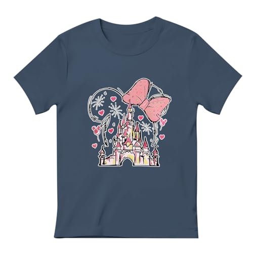 Image of Graphic Shirts for Girls Cute Bow T Shirt Kids Toddler Holiday Tshirt Vacation Trip Summer Tee Cotton Tops