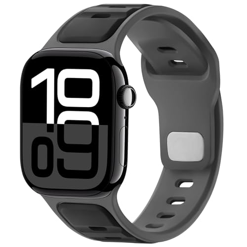 Anlinser Bands Compatible with Apple Watch Band for Women Men 42mm 41mm 40mm 38mm, Soft Sport Loop Waterproof Strap for iWatch Series 11/10/9/8/7/6/5/4-1 SE, Black-Gray - image 1