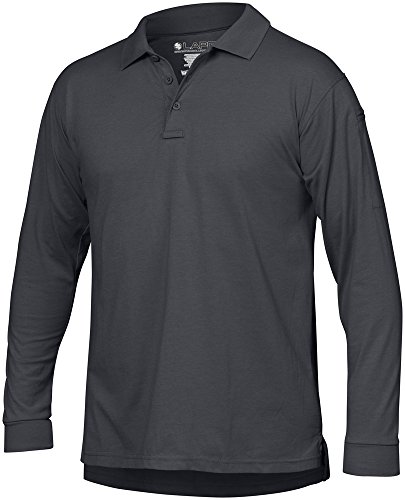 LA Police Gear Men Antiwrinkle Operator Tactical Long Sleeve Polo Shirt CHC-XL Charcoal