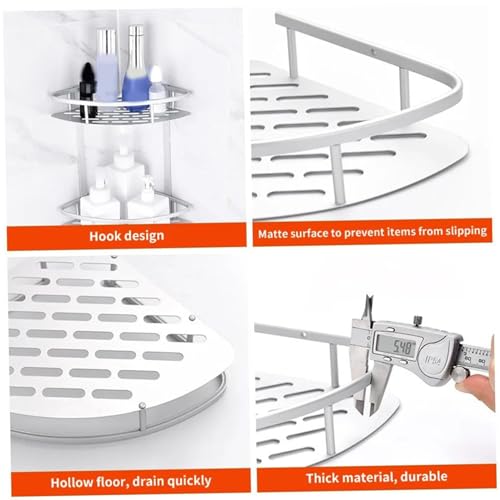 Étagère de douche d'angle triangulaire murale à 2 niveaux en aluminium