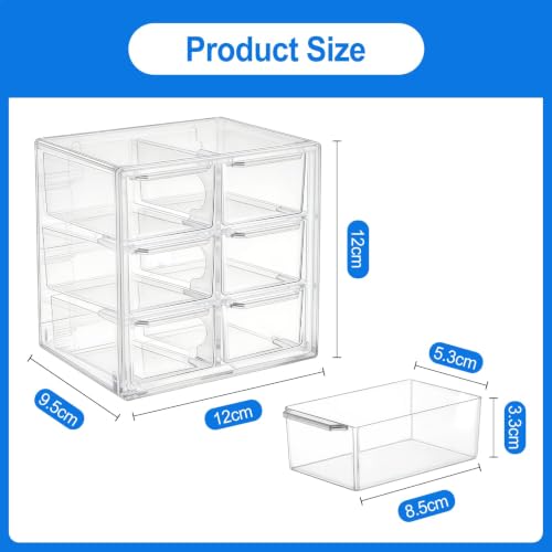 Clear Makeup Organizer 6 Drawers, 12 x 12 x 9.5cm Storage Drawers - Image 3