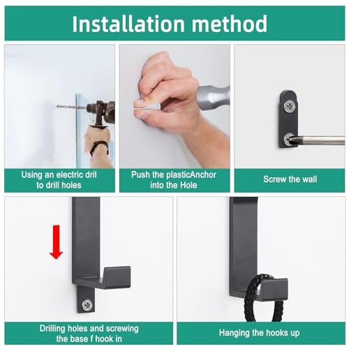GOLUMU 8 Stück Kleiderhaken Schwarz, Garderobenhaken Wand Moderne Garderobenleiste Handtuchhaken zum Bohren für Jacken, Mäntel, Kleidung, Schals, Handtaschen und Mehr