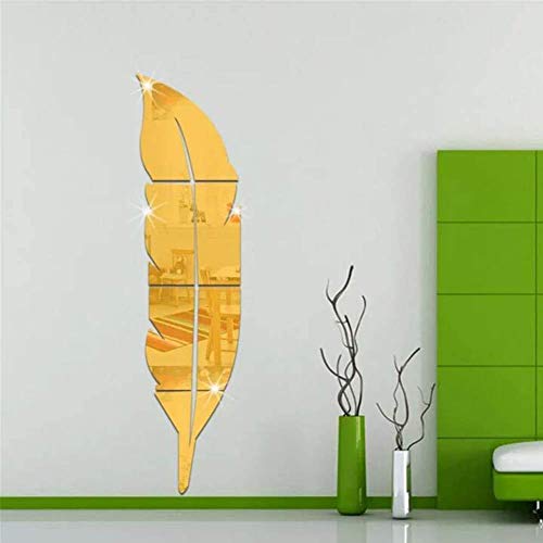Image of Bikri Kendra - Feather 3D Mirror Wall Stickers (Gold Leaf)