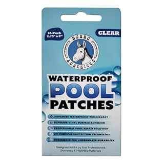 Burro Adhesives 10-Pack Waterproof Clear Pool Tape Patches - Professional Grade PVC Repair Kit with 2.75" x 4" Heavy Duty Patches for Commercial & Residential Vinyl Pools, Works Underwater & Dry