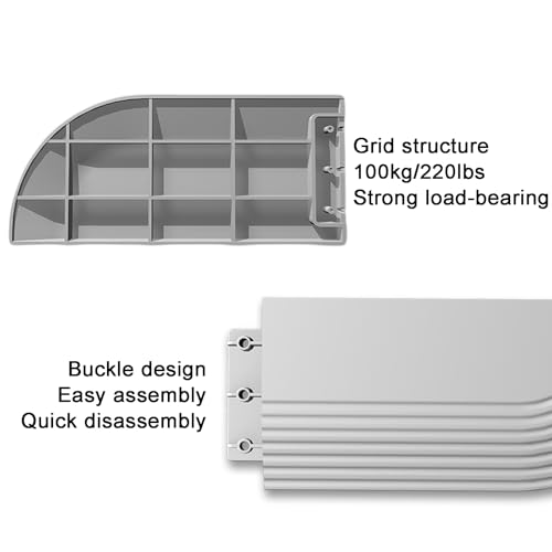 Rampa para silla de ruedas no resbaladiza de plástico portátil segmentada para umbral y bordillo, para puertas, scooters eléctricos y fregadoras (blanca, 78 × 8,5 × 1,3 cm) miniatura 3