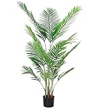 JUSTOYOU 2 Pack Artificial Palm Tree Plant, 5FT Large Fake Silk Tree with Pot for Indoor and Outdoor Home Office Garden Modern Decoration Gift (2 Pack)