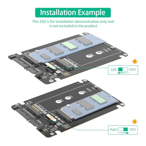 Adaptador JMT Dual M.2 NGFF B/B+M a SATA III 2.5'' con carcasa miniatura 6