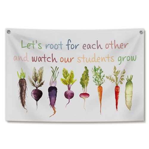 TWRVI Let's Root for Each Other Inspirational Canvas Banner, Motivational Wall Decor for Classroom Kids Nursery Room Bedroom Playroom, Inspirational Wall Hanging Banner Flag, 30x20 Inch