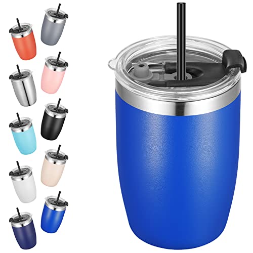VEGOND Stainless Steel 12 oz Tumblers bulk Vacuum Insulated Double Wall Travel Tumbler with Lid and Straw Reusable Tumbler, Royal Blue 1 Pack
