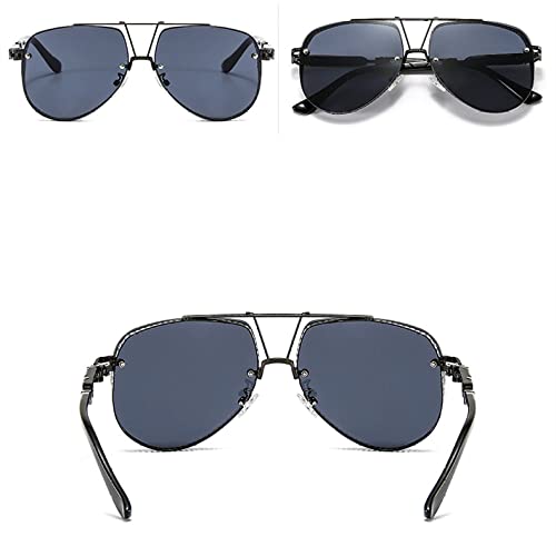 Lunettes de soleil ovales en alliage haut de gamme avec monture évidée chic