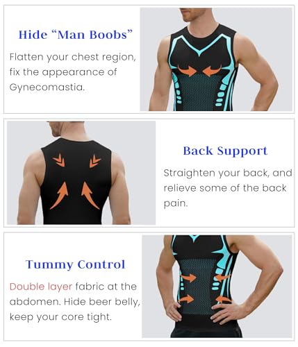 Compression Shirt Men Slimming Body Shaper Vest Crewneck Workout Shirts Tummy Control Undershirts2