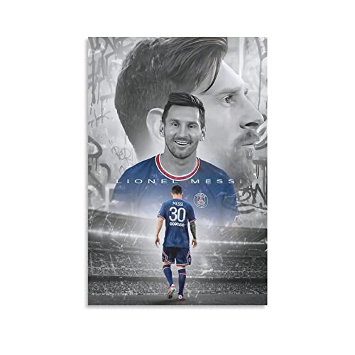 JUJISHOU Lionel Messi Poster PSG, art créatif, peintures décoratives imprimées sur tissu, art mural, poster sur toile, affiches artistiques, salle de bain, 30 x 45 cm