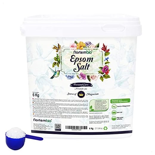 NortemBio Sal de Epsom 6 Kg. Fuente Concentrada de Magnesio. Sales 100% Puras. Baño y Cuidado Personal. E-Book Incluido.