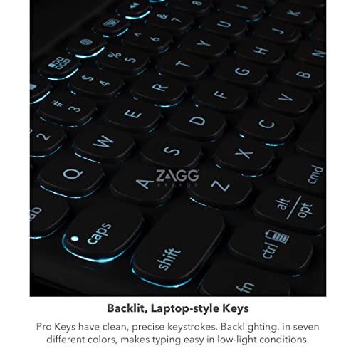 Image of ZAGG Pro Keys Wireless Keyboard & Detachable Case for iPad Pro 12.9 - Backlit Keys, Apple Pencil Holder, 6.6ft Drop Protection