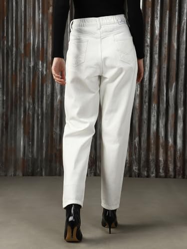Image of High Star Women Washed Cotton Mom Fit High- Rise Jeans 40