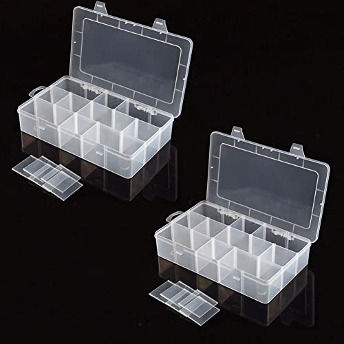 Image of 2 Packs 30 Large Grids Sewing Thread Organizer Storage Box,with Adjustable Dividers,Clear Plastic Container Holder for Embroidery,Washi Tape