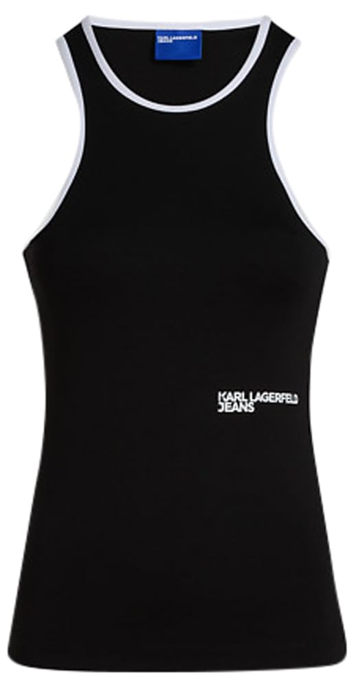 KARL LAGERFELD JEANS Women Milano Racer Tank Black L