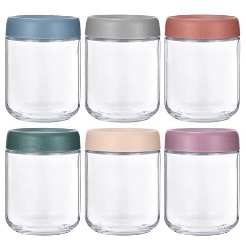 Lychico 6-Pack of 500ml Glass Jars with Airtight Lids - Leakproof Containers for Overnight Oats, Smoothies, Sauces & Meal Prep