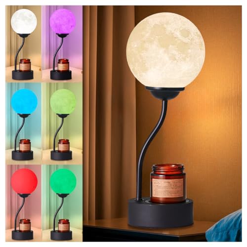 Candle Warmer Lamp with 7 Colors Moon Lamp ,Electric Candle Warmer with Timer,Gifts for Mom, Candle Lamp, Vintage Wax Melt Warmer for Scented Wax for Jar Candle with glass cup (Colors Moon lamp)