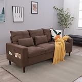 Panana 3-Seat Sofa Couch with Reversible Back Cushions Modern Fabric Sofa 3 Seater Couch for Small Apartment