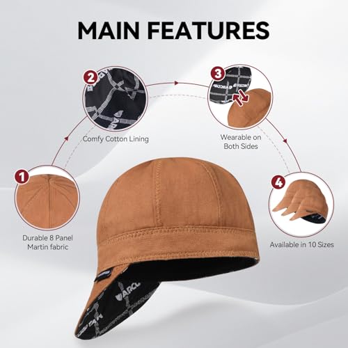 Image of ARCCAPTAIN Reversible Welding Cap, 8-Panel FR Welders Cap, Khaki, 7 1 /2