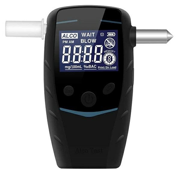 Breathalyzer with Window Breaker with Optic Indicator, 10 Memories and RTC (Black 198)
