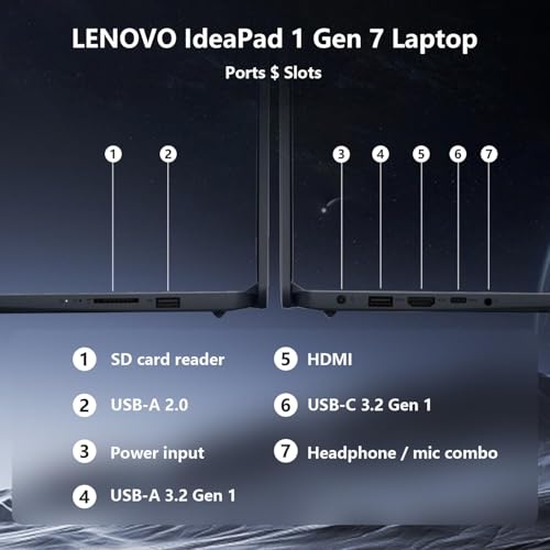 Image of Lenovo IdeaPad 1i Laptop, 15.6 Inch FHD Touchscreen, Intel Core i5-1235U Processor, 16GB RAM, 512GB SSD, Webcam, HDMI, Wi-Fi 6, Windows 11 Pro, Blue, with Microsoft 365 for The Web