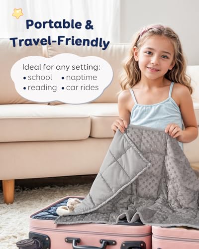 Image of Kivik Weighted Lap Pad, Minky Dots Small Weighted Blanket 2lbs, 20 inchx30 inch, Ultra-Soft Weighted Throw Blankets, All-Season Cozy Breathable Mini Lap Blanket for Calming and Better Sleep, Washable, Grey