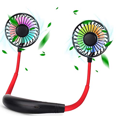 Ruiding Upgraded Version Portable Neck Fan, Color Changing LED, with Aromatherapy, 360° Free Rotation,and Lower Noise Strong Airflow Headphone Design for Sport, Office, Home, Outdoor, Travel, etc.