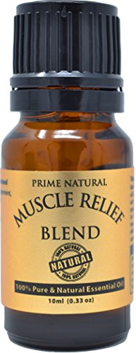 Prime Natural Muscle Relief Essential Oil Blend 10ml - Natural Pure Undiluted Therapeutic Grade for Aromatherapy Massage - Relieves Muscle Pain, Spasms, Stiffness, Backache, Sprained Sore Muscle