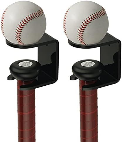 Cosmos 2 Pcs Acrylic Baseball Bat Wall Mount Softball Wall Stand Holder Rack for Bat & Ball Vertical Display in Home, Baseball Stadium, Locker Room (Solid Black)