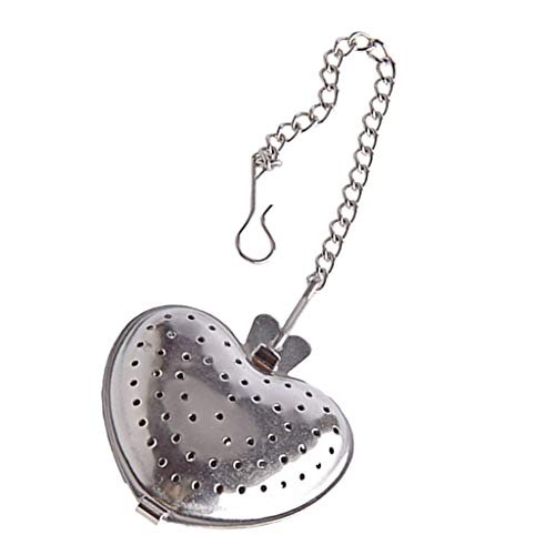 non-brand Colino da tè, Infusore da tè, Infusori a Uovo, Cucchiaino Filtro per tè, Infusore Colino Acciaio Inox - A Forma di Cuore - Argento
