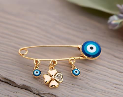 Image of Turkey Evil Eye Rhinestone Charm Blue Lucky Eyeball Hands Brooch Pins Jewelry for Good Luck