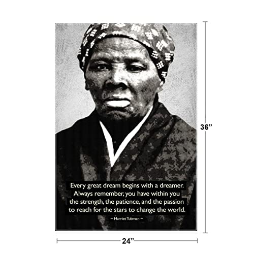Image of Harriet Tubman Change The World Quote Face Photo Motivational Inspirational History Inspire Quotation Gratitude Positivity Support Motivate Good Vibe Cool Wall Art Print Poster 24x36